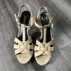 YSL Tribute Patent Leather Sandals authentic
